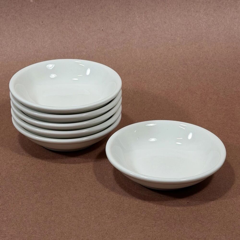 Set of 6 Cameo China Durable White Sauce Dipping Bowls Dishes 3 1/2"